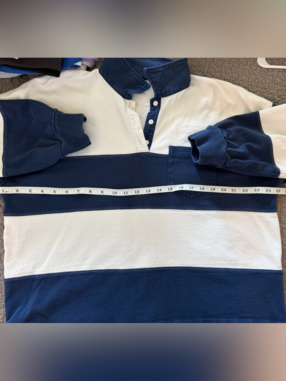 Madewell Women’s Navy and White Rugby Polo
